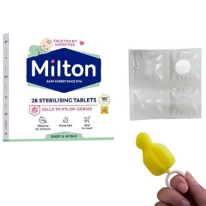 Direct Mart Milton 1x Sterilising Tablets Original Tablets with Rotating Baby Nipple Brush Ideal for Baby Bottle Sterilisation (Packaging May Vary) (Pack of 1)