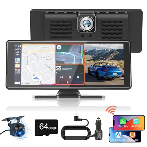 Texpot Car Stereo for Apple CarPlay Android Auto with 4K Dash Cam 1080P Backup Camera