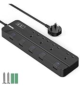 Travel Extension Lead with USB Slots, TOPREK Socket Extension Cable with USB C(20W PD3.0 Fast Cha...