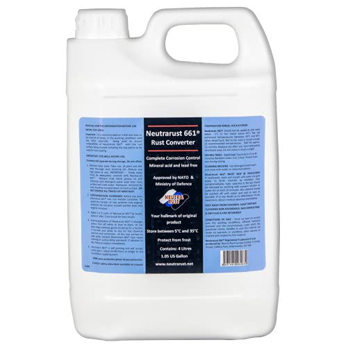 Neutrarust 661® Rust Converter - The Original Water based & Non-Hazardous. MOD & NATO Approved (4 Litre) 10-12 square metres per litre
