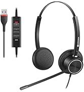 Arama USB Headset with Microphone for PC Laptop, Mono Wired Computer Headphone with Noise Cancell...