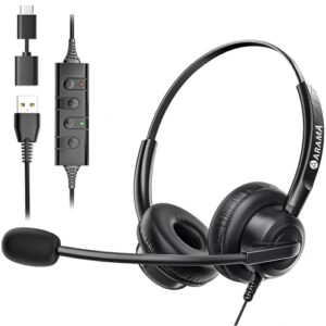 Arama USB Headset with Microphone Noise Cancelling for Laptop PC