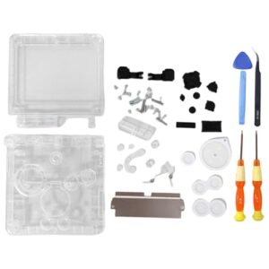 Hzxkqmil Replacement Full Shell Transparent Housing Case Cover with Buttons Screws Kit for Game Boy Advance SP GBA SP Console (Clear White)