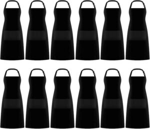 Xaztr 12 Pack Bib Aprons with 2 Pockets