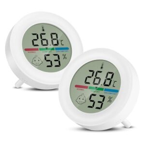 Thlevel 2PCS Digital Hygrometer Room Thermometer Mini Hygrometer Indoor Thermometer Ambient Digital Humidity Sensor Temperature Monitor for Bedroom