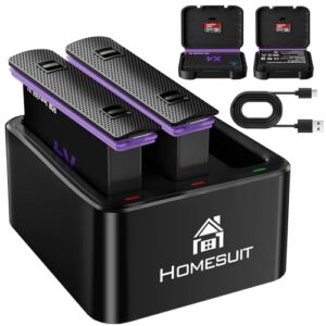 Homesuit Insta 360 X4 Replacement Battery 2500mAh and Triple Micro USB Charger Compatible with Insta360 X4 Action Camera with Misro SD Card Slots (2-Pack)