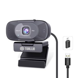 TOALLIN 1080P Full HD Webcam with Dual Microphones