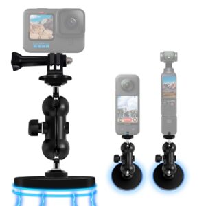 HAFOKO Magnetic Mount with Magic Arm Compatible for DJI Osmo Pocket 3 1/4" Magnetic Base Stand with Holder compatible for Gopro for Insta360 X4 X3 X2 Go3 Gym Car Mounting