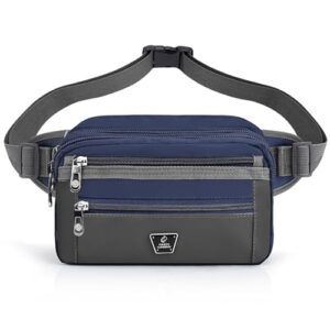 Larkumio Bum Bag Bumbags for Men Women 7 Zip Pockets BumBag Waist Fanny Pack with Adjustable Belt for Hiking Sport Running Cycling Travel Blue