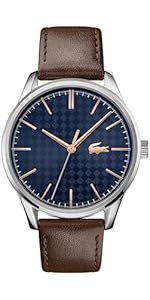 Lacoste Analogue Quartz Watch for Men with Brown Leather Strap - 2011046