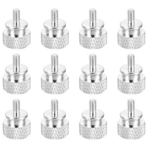 sourcing map 12pcs UNC6-32x6.5mm Knurled Thumb Screw Computer Case Threaded Hand Tighten Screws Aluminum Alloy for PC Case