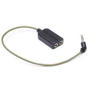 POGS-Splitter cable | 3.5 mm audio music sharing Cable | Connects audio cables of any 2 headphones (not included) to one audio source | 25 cm Anti-tangle fabric cable (black)
