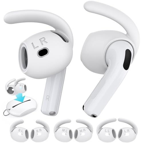 AhaStyle Ear Tips for AirPods 4th Generation (2024) 【Added Storage Pouch】3 Pairs S/M/L Silicone Ear Covers Anti-Slip Replacement Tips Compatible with Apple AirPods 4th Gen (Large+Medium+Small