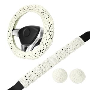 14-15'' Cute Crochet Steering Wheel Cover Set