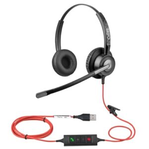 USB Headset with ENC Dual Noise Cancelling Microphone for Laptop PC