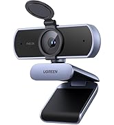 UGREEN 2K Webcam with Microphone, Dual Stereo Mics, Low Light Correction, Web Cam with Privacy Co...