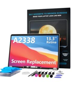 LHM A2338 Screen Replacement for MacBook Pro 13.3" M1 M2 Retina EMC 3578 EMC 8162 MYD83 MYD92 MYDA2 MYDC2 MNEQ3 MNEP3 2560x1600 Full LCD Display Assembly with Fix Kit (A2338-Silver)