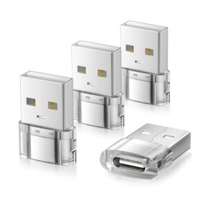 Elebase USB to USB C Adapter for iPhone 16 15 Car Charger Adapter 4Pack