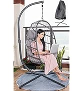 Hanging Egg Chair Stand Only, Hammock Chair C-Stand with Hanging Chain, Snap Hook, Pin Plug, Spri...