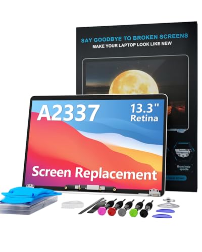 LHM A2337 Screen Replacement for MacBook Air 13.3" M1 2020 (EMC 3598 MGN63 MGN93 MGND3 MGN73 MGNA3 MGNE3) 2560x1600 Full LCD Display Assembly with Fix Kit (A2337-Space Grey)