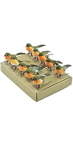 ToSSme 10PCS Robin Bird Christmas Tree Decoration Craft VERY CUTE Artificial Feather,Orange,5.0cm...