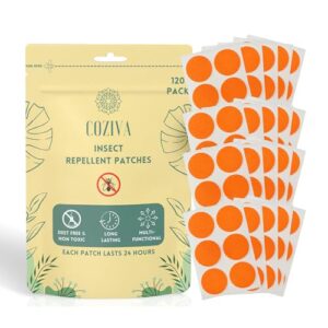 Coziva Mosquito Repellent Patches- 120 Pcs Insect Repellent Patches Set for Kids and Adults Waterproof Anti Mosquito Patches Backpackers Essential Holiday Gift Deet Free 24-Hour Protection