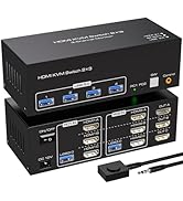 VPFET 4K144Hz 2 Displayport HDMI KVM Switch 2 Computers 3 Monitors 8K60Hz KVM Switches for 2 pc S...