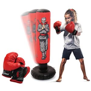 Inflatable Kids Punching Bag with Boxing Gloves