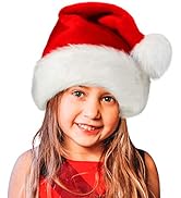 Christmas Hat Santa Hats,Xmas Hat Holiday for Adults Kids,Unisex Velvet Comfort Christmas Hats,Ex...