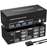 VPFET KVM Switch DisplayPort Dual Monitor 2 Port Displayport 1.4 Switch 2 Computers 2 Monitors Sh...