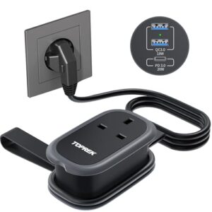 TOPREK UK to European Plug Adapter with 1.06M Lead