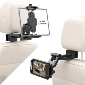KDD Car Headrest Tablet Holder Mount - 360°Adjustable iPad Car Holder Back Seat for Kids & Desk