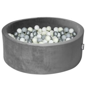 Tippi Baby Ball Pit With Balls Included - Luxury Soft Velvet Ball Pool With 80 Play Balls - Foam Ball Pit For Baby - Size 90 x 30 cm