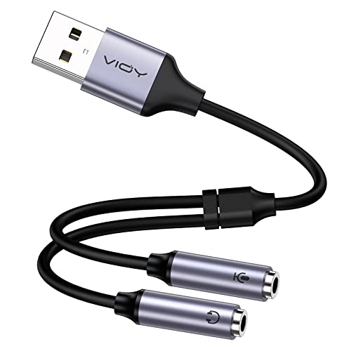 VIOY USB Sound Card-USB 2.0 to Dual 3.5mm Aux Mic Splitter Cable