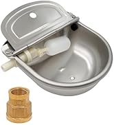 Automatic Animal Drinking Water Bowl with 2 PCS Float Valve, 304 Stainless Steel Livestock Watere...