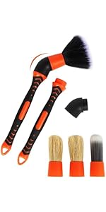 Car Detailing Brush Set with Elbow Connector, Soft Bristle Auto Dusting Brush for Cleaning Interi...