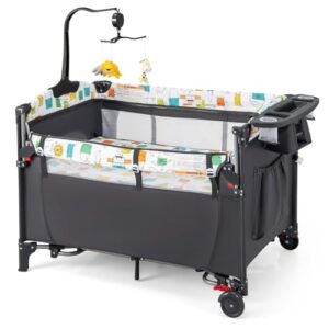 GYMAX 5 in 1 Folding Travel Cot