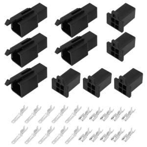 EMSea 5 Sets Car 4 Pin 2.8mm Mini Electrical Wire Connector 110 Series 4 Way Plug Housing Header for Motorcycle Car Boat