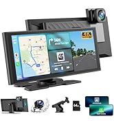 HOTPEAK 9 inchs Wireless Carplay Screen for Car with 2.5K Dash Cam, 1080p Backup Camera, Portable...