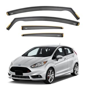 Ispeed Wind Deflectors For Ford Fiesta MK7 2008-2017 5 Door Hatchback 4pc Set - Keep Your Car Ventilated in Rain - Reduce Wind Turbulence - Tinted In-Channel type