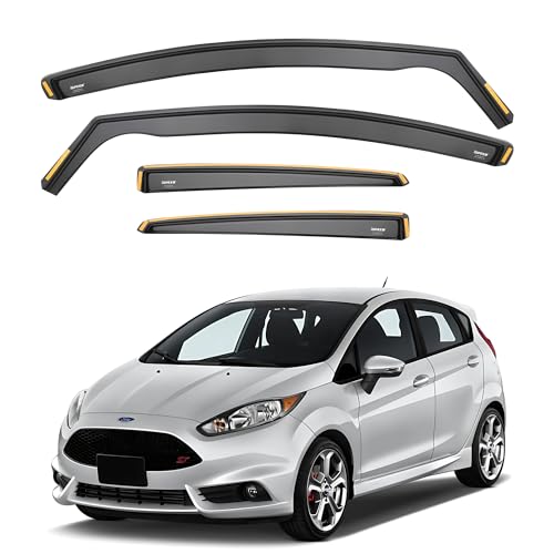 Ispeed Wind Deflectors For Ford Fiesta MK7 2008-2017 5 Door Hatchback 4pc Set - Keep Your Car Ventilated in Rain - Reduce Wind Turbulence - Tinted In-Channel type