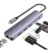 USB C Hub USB to HDMI Adapter with Ethernet - Newmight 7 in 1 Thunderbolt Dock with 100W Power De...