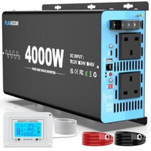 FLAMEZUM 4000w Pure Sine Wave Power Inverter DC 12V to AC 240V Voltage Converter with 2 AC Outlets
