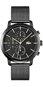 Lacoste Analogue Multifunction Quartz Watch for Men with Black Stainless Steel mesh Bracelet - 20...