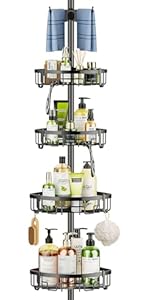 Mutool Adjustable Corner Shower Shelf, Telescopic Shower Caddy with Towel rack, No Drilling Bathr...