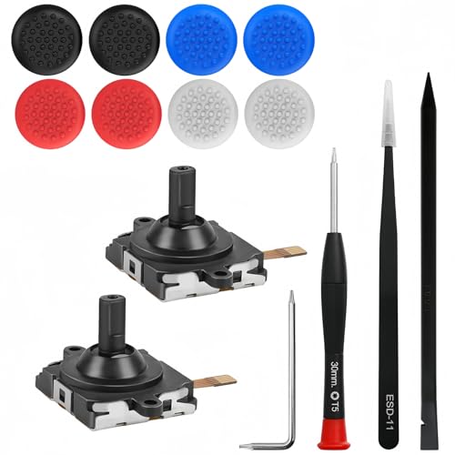 Left & Right Joystick Analog Thumb Stick Repair Kit Joystick Replacement Kit for Oculus Quest/Meta Quest 2 Controller with Joystick Caps Repair Tool Set for VR Controlle