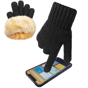 lifwimner Winter Gloves for Women Thermal Knitted Fleece Gloves Ladies Touch Screen Gloves for Outdoor Running Texting