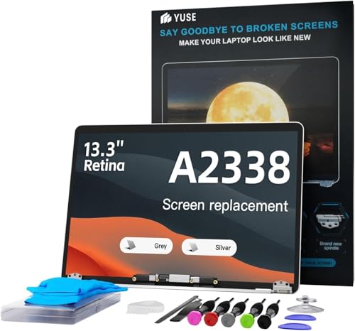 VisGenix A2338 Replacement Screen for 13.3" MacBook Pro M1 M2 Retina A2338 EMC 3578 EMC 8162 MYD83 MYD92 MYDA2 MYDC2 MNEQ3 MNEP3 MNEJ3 A Full LED LCD Display Assembly 2560x1600(Silver)