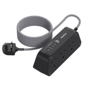 Extension Lead with USB Slots,6 Way Outlets 5 USB(5A