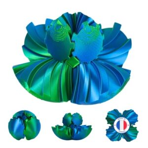 Gear Ball Fidget Toy - Portable Rotating Stress Relief Sphere - 3D-Printed Gift Ideas for Kids and Adults - Birthday Christmas Pocket-Sized Holidays Anxiety Small Lightweight (Glossy Blue Green)